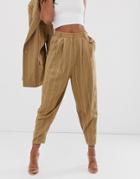 Asos Design Camel Stripe Mansy Suit Tapered Pants - Multi