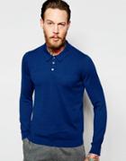 Ted Baker Long Sleeve Knitted Polo Shirt - Blue