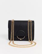 Asos Design Ring And Ball Cross Body Bag With Interchangeable Chain Strap-black