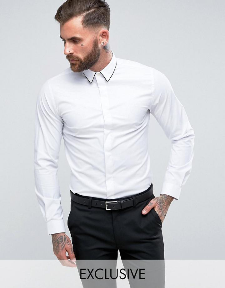 Heart & Dagger Skinny Penny Collar Shirt - White