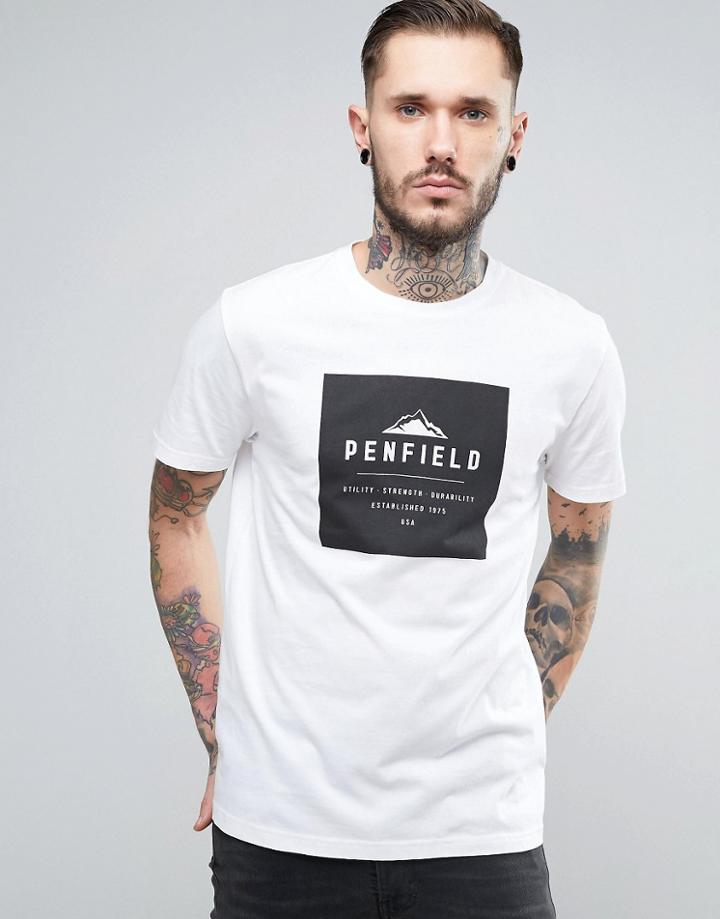 Penfield Kemp Box Logo T-shirt In White - White