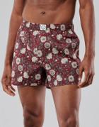 Gilly Hicks Floral Print Woven Boxer Shorts In Burgundy-red