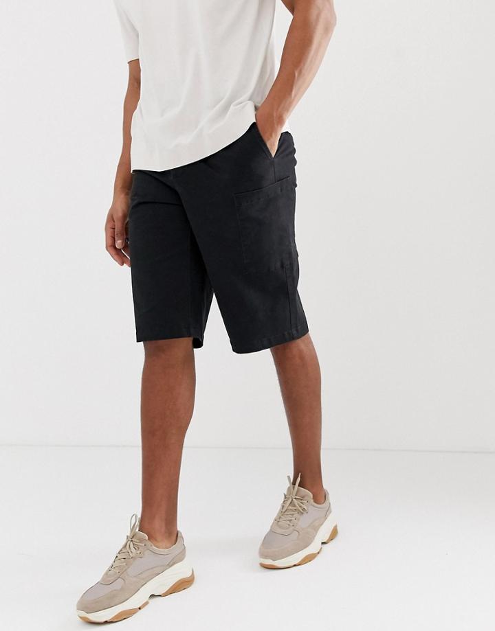 Asos White Cargo Shorts In Black Heavyweight Twill