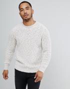 New Look Waffle Knit Sweater In Ecru - Stone