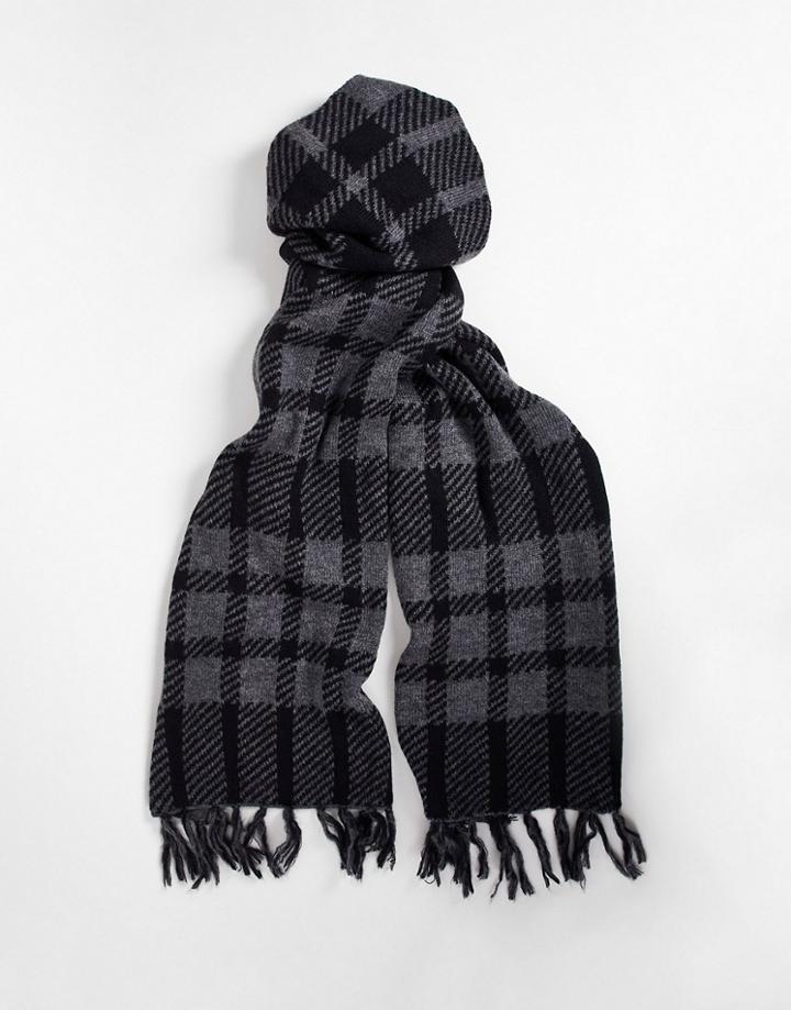 Bolongaro Trevor Brushed Plaid Scarf In Charcoal-gray