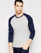 Selected Raglan Long Sleeve Shirt - Gray