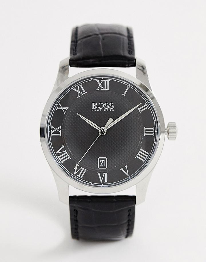Boss 1513585 Master Leather Watch - Black