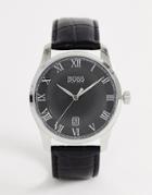 Boss 1513585 Master Leather Watch - Black