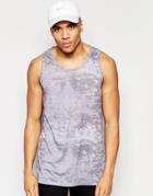 Asos Longline Vest With All Over Texture Print - Gray