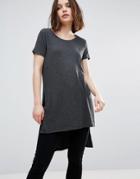 Only Jewel Long Slit Tee - Gray