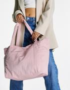 Asos Design Drawstring Oversized Shopper Bag In Mauve-pink