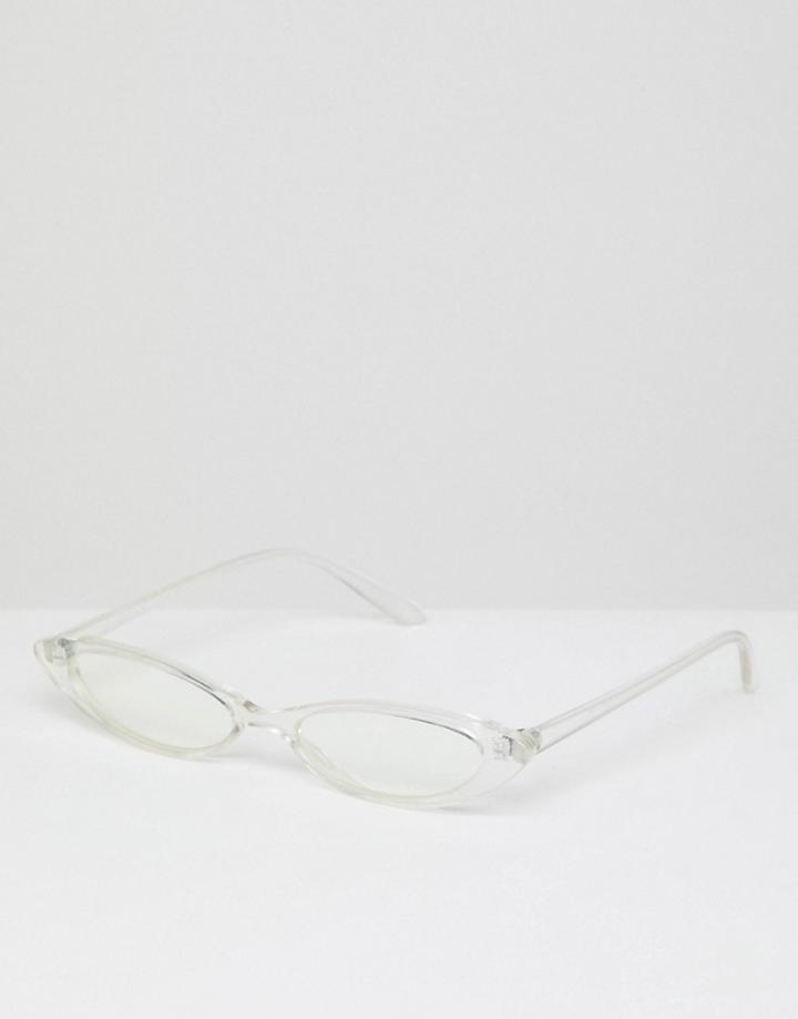 Asos Design Small Cat Eye Fashion Glasses In Clear Lens And Frame - Clear