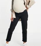 Asos Design Maternity High Rise 'original' Mom Jeans In Black With Elasticated Side Waistband