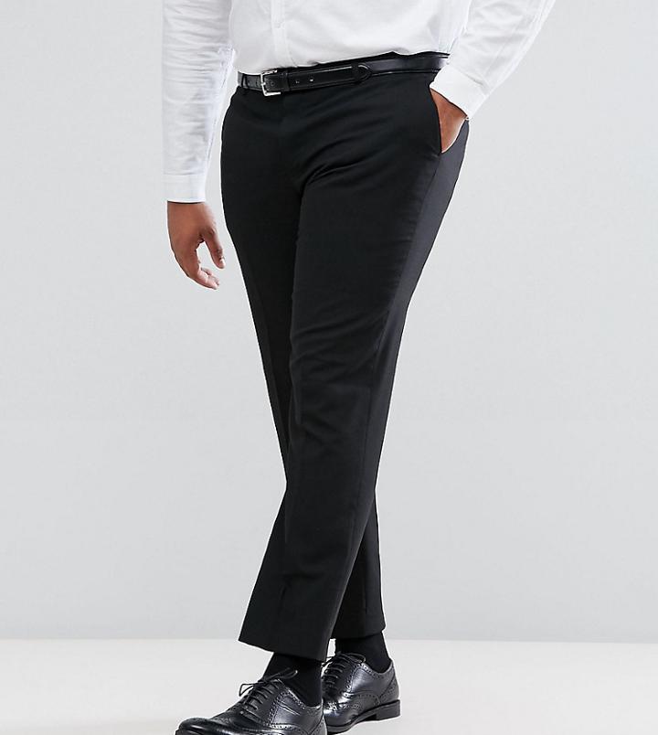 Harry Brown Plus Plain Stretch Slim Suit Pants - Black