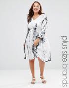 Diya Plus Tie Dye Long Sleeve Dress - Navy