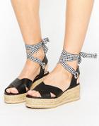 Miss Selfridge Gingham Strap Flatform Espadrille - Multi