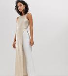 River Island Sequinned Jumpsuit In White And Gold - Gold