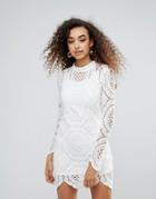 Unique 21 High Neck Lace Bodycon Dress - Cream