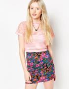 Motel Leda Turtleneck Crop Top In Pink Stripe Net - Pink Stripe