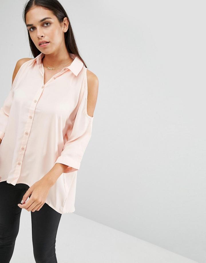 Ax Paris Cold Shoulder Shirt - Pink