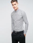 Farah Slim Smart Shirt In Stripe - Navy