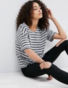Asos Linen Boxy T-shirt In Stripe - Multi