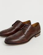 River Island Leather Brogues In Dark Brown