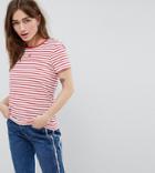 Asos Design Petite Contrast Crew Neck Stripe T-shirt - Multi