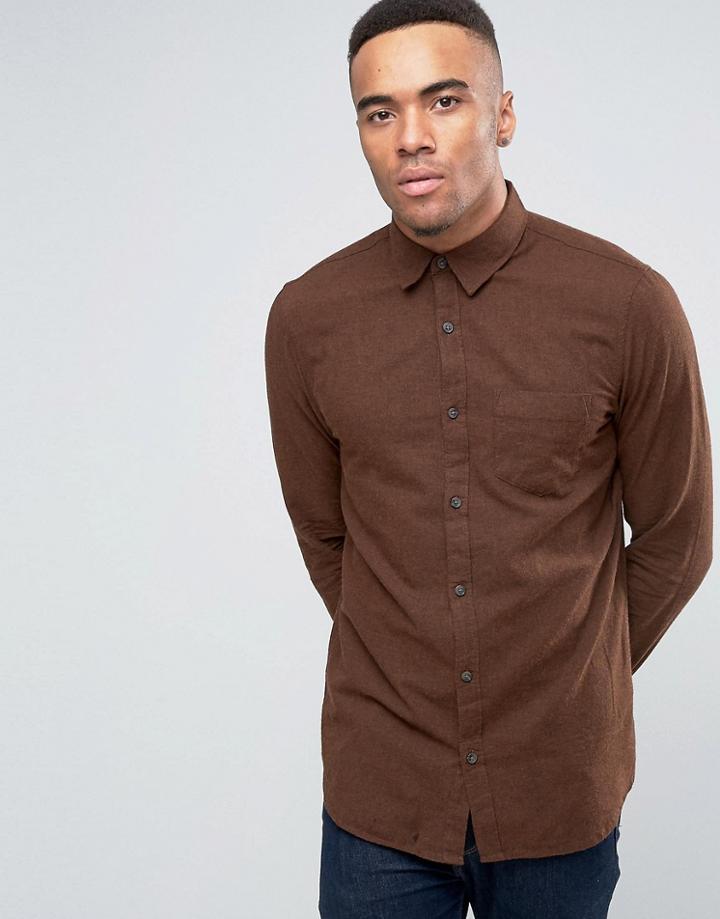 New Look Textured Shirt In Rust In Regular Fit - Brown