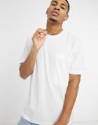 Topman Oversized T-shirt With Woven Pocket In White