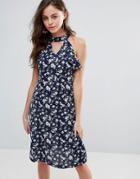 Qed London Choker Detail Floral Dress - Multi