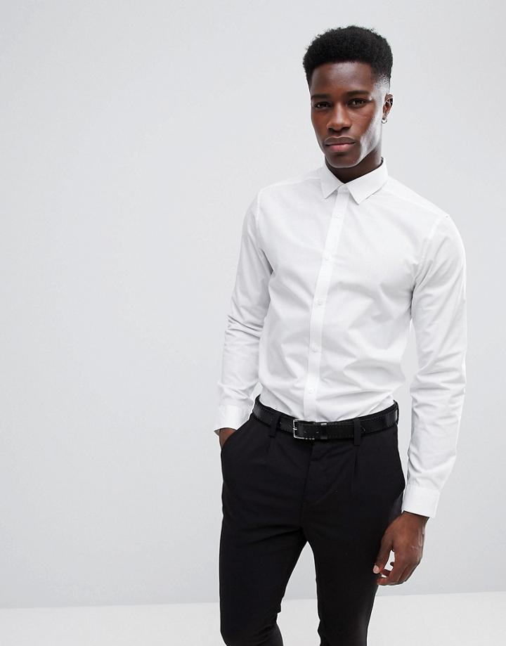 New Look Poplin Shirt In Regular Fit In White - White