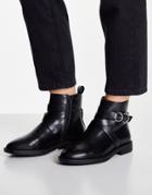 Asos Design Wide Fit Abby Flat Boots In Black