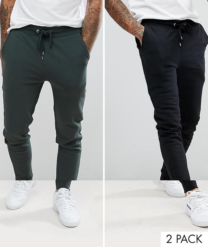 Asos Super Skinny Joggers 2 Pack Save - Multi