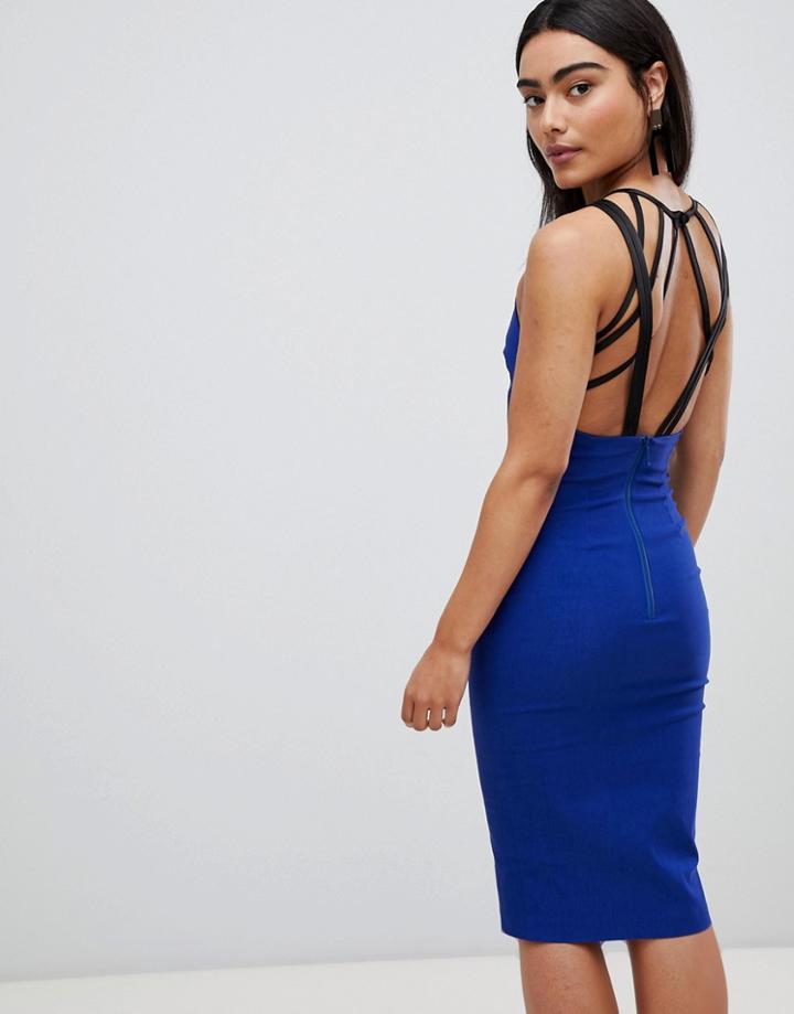 Vesper Multi Strap Pencil Midi Dress - Blue