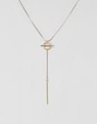 New Look Sleek Circle Lariot Necklace - Gold