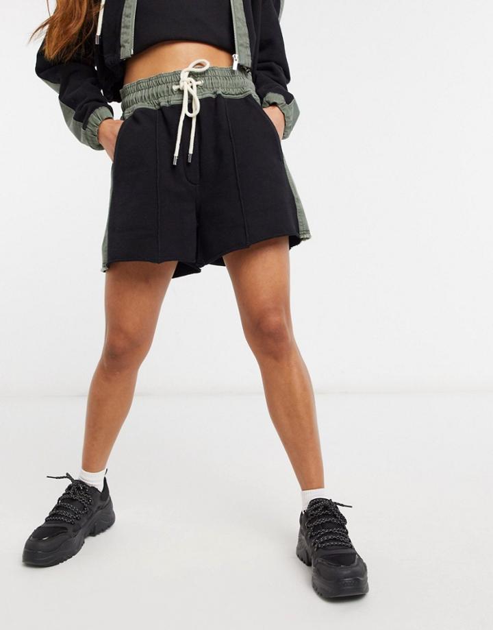 Derek Lam 10 Crosby Set Color Block Drawstring Shorts In Black