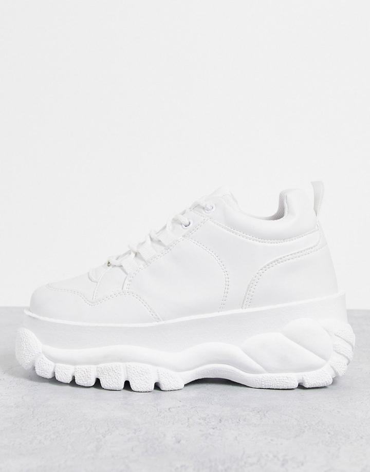 Asos Design Defy Chunky Flatform Sneakers In White