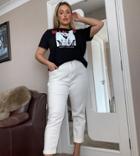 Simply Be Demi Mom Jeans In Ecru-white