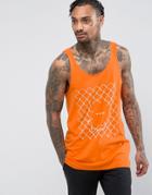 Asos Longline Skater Tank With Gothic Print - Orange