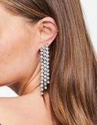 Asos Design Earrings With Crystal Drop In Silver Tone