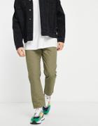 Topman Skinny Quilted Jogging Pants In Khaki-green