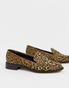 Asos Design Mantra Loafer Flat Shoes In Leopard - Multi