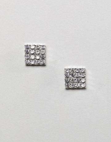 Krystal London Swarovski Crystal Square Earrings - Clear