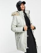 Vero Moda Parka With Faux Fur Lined Hood In Gray-grey