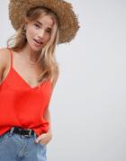 Asos Design Eco Swing Cami With Double Layer - Red