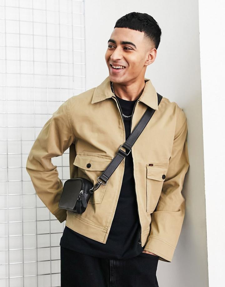 Lee 2-pocket Twill Harrington Jacket In Beige-neutral