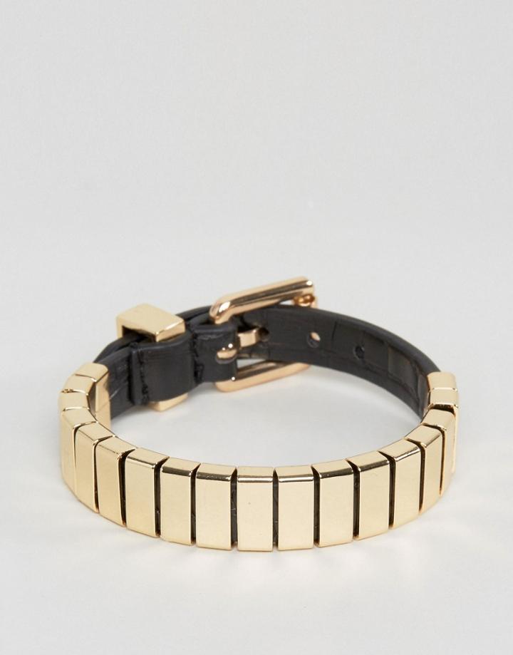 Asos Bracelet In Black With Buckle Fastening - Black