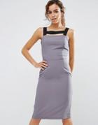 Love Cami Midi Dress With Contrast Strap - Gray