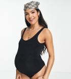 Topshop Maternity Crinkle Swimsuit In Black